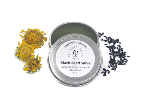 Black Seed Salve- Nigella sativa infused oil, organically grown on farm, now with Gumweed