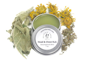 Head & Chest Salve- gently soothe airways, ease headache tension and respiratory symptoms with organically grown Elecampane & Thyme