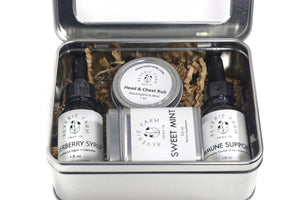 Winter Wellness Gift, Herbal GIft Tin with Immune Support, Elderberry, Salve & Tea